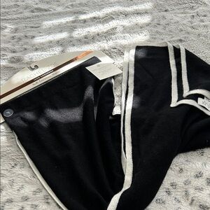 Rachel Zoe Classic Black Scarf with White Edging